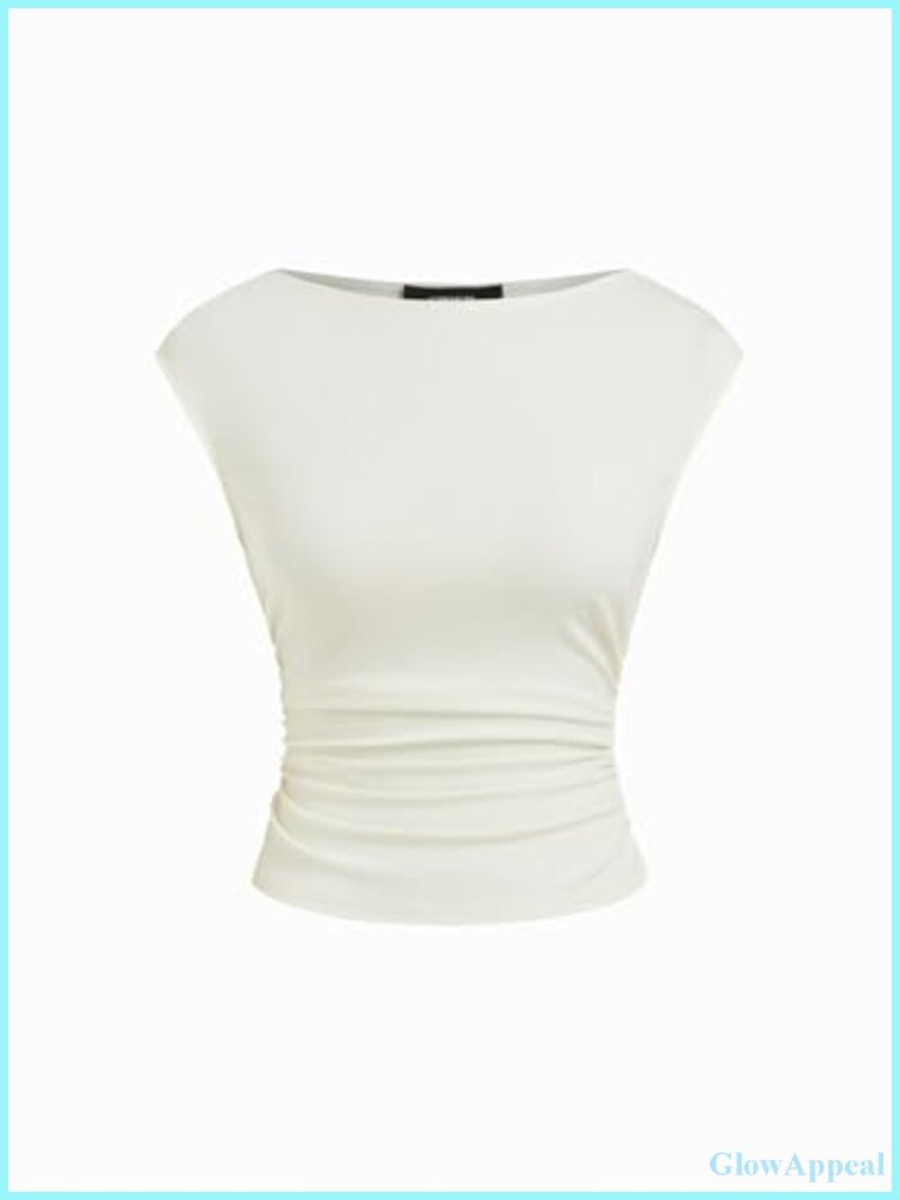 Sleeveless Ruched Crop Tank Top Boat Neck Slim Fit Summer Casual Women's